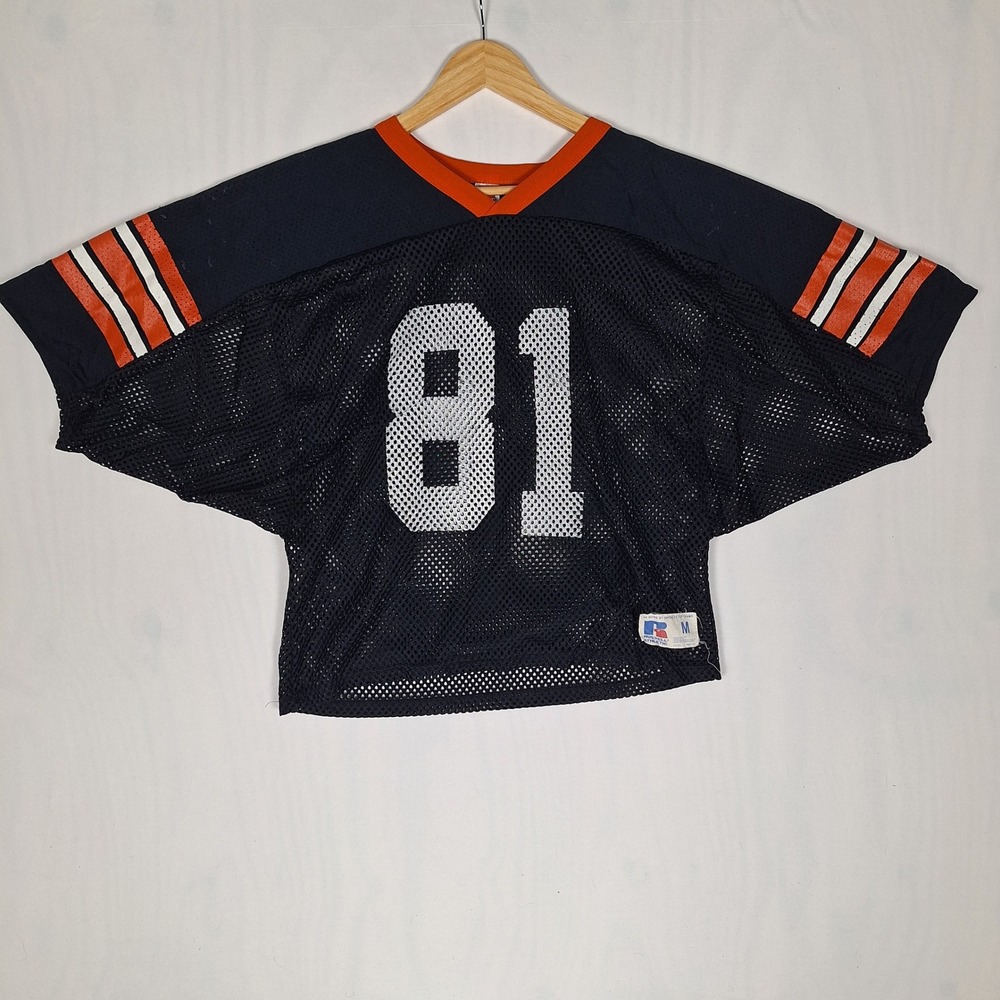 Russell Athletic Vintage 90s Mesh Football Jersey 81 Made in USA Black Orange M
